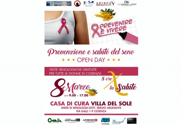 8 marzo 2018 - Campagna di prevenzione e salute del seno. Dedicati un po&#039; di tempo... una visita salva la vita. OPEN DAY