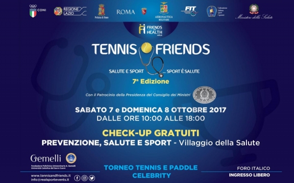 Tennis &amp; Friends 2017, prevenzione protagonista a Roma