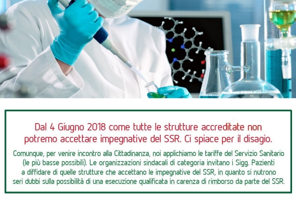 Sanità, la Regione aderisce al ricorso di Federlab e Anisap. Nei laboratori, prestazioni solo a pagamento dal 4 giugno